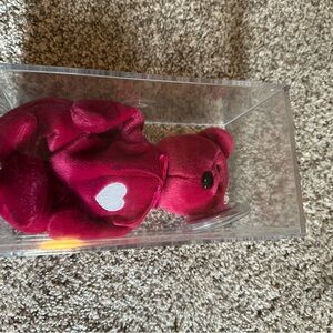 Plush Red Bear with Heart Accent